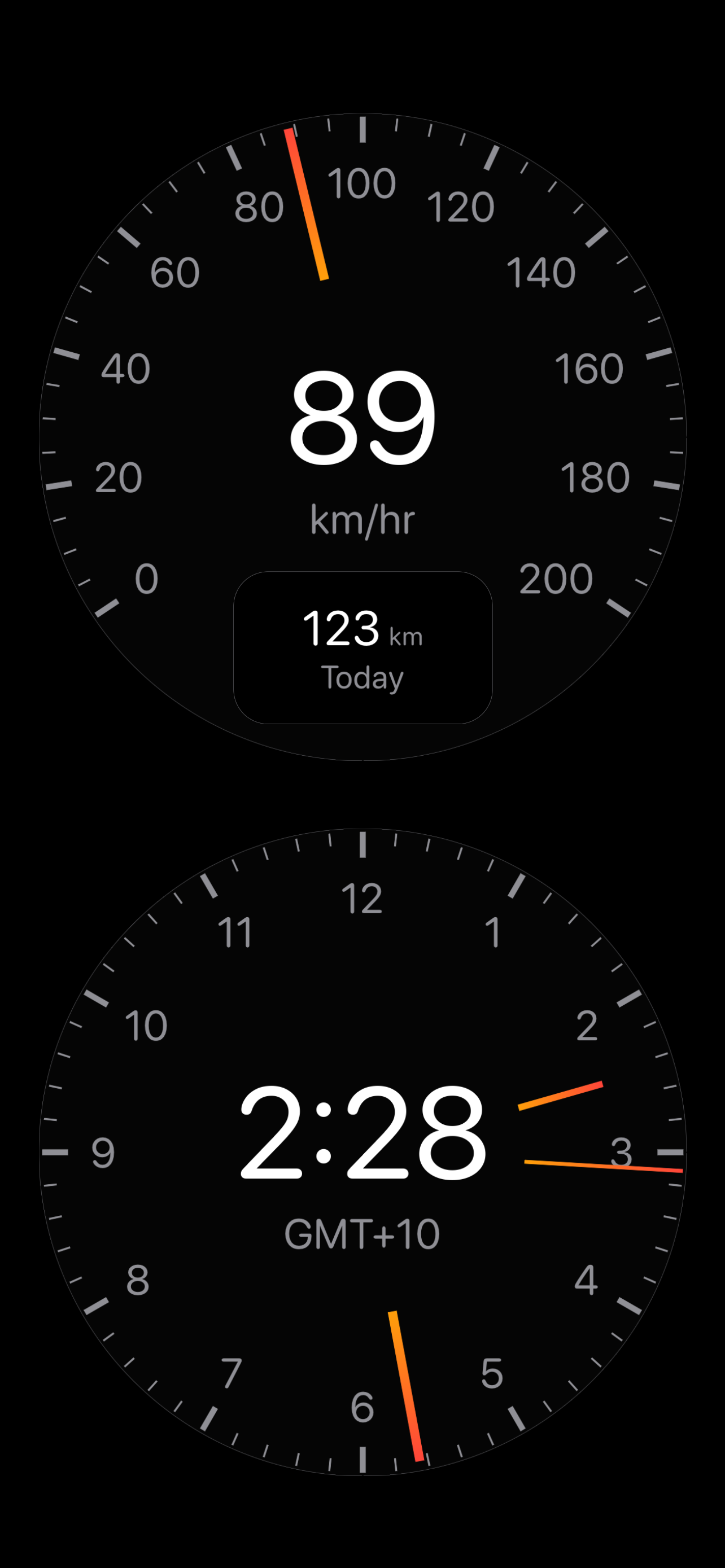 Terrene Dash speedometer and clock