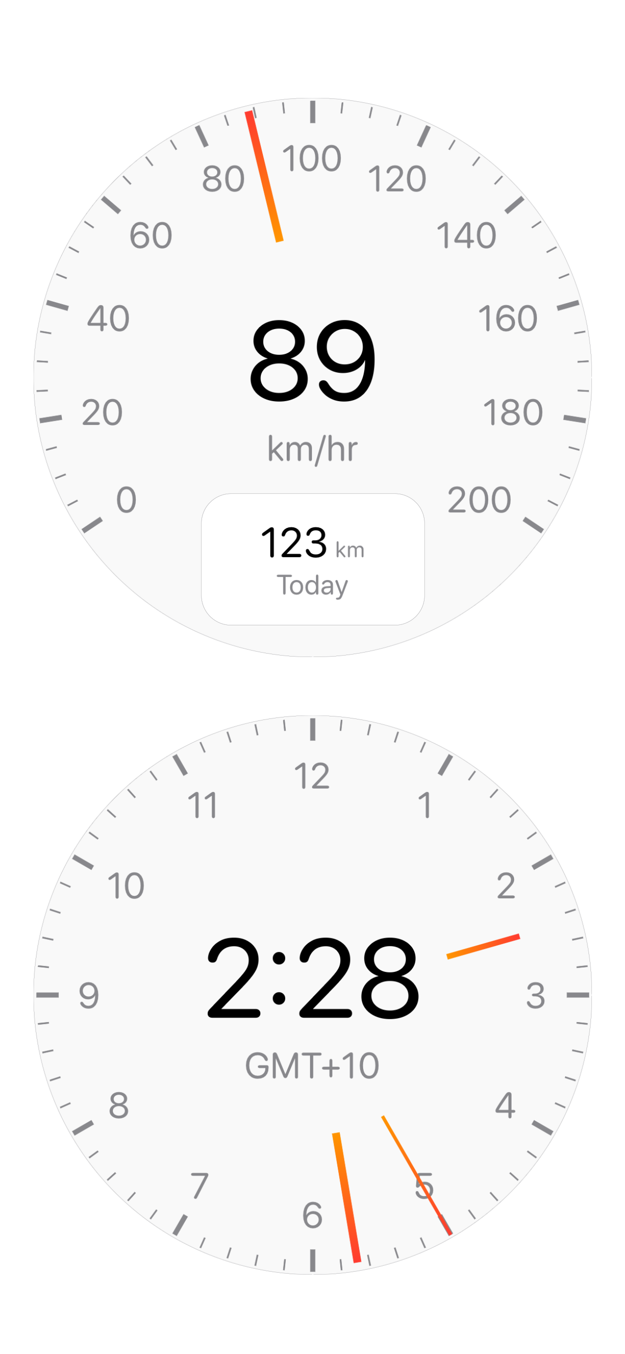 Terrene Dash speedometer and clock